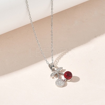 Brass & Cubic Zirconia Pendant Necklaces SA-CBA7E55-03P-01-1