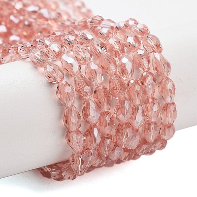 Electroplate Glass Beads Strands X-EGLA-R008-6x4mm-7-1