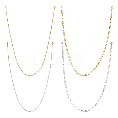 16Pcs 4 Style 304 Stainless Steel Chain Necklaces NJEW-TAC0026-1