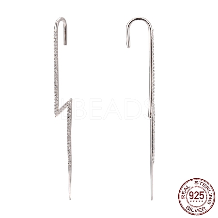 Anti-Tarnish Rhodium Plated 925 Sterling Silver Ear Wrap Crawler Hook Earrings EJEW-AA00271-33A-P-1