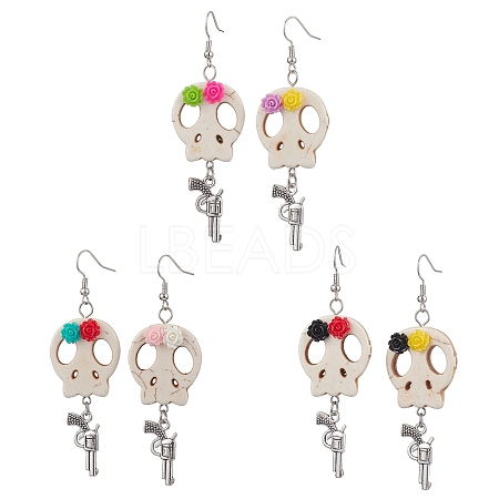 Halloween Theme Brass Dangle Earrings EJEW-JE06039-S-1