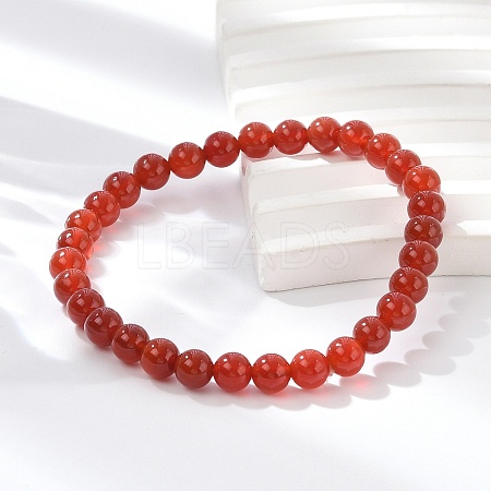 Natural Red Agate Beaded Stretch Bracelets BJEW-D446-B-26-1