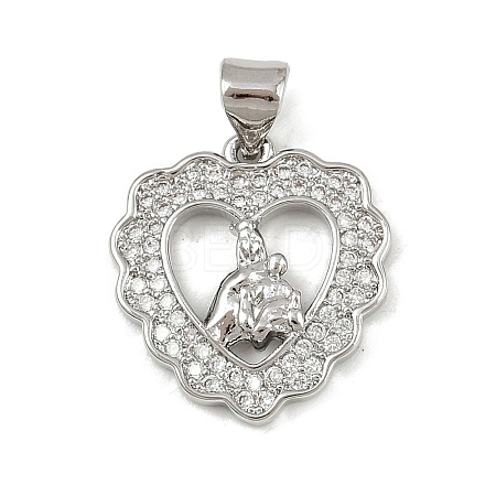 Brass Micro Pave Cubic Zirconia Pendants KK-P323-11A-P01-1