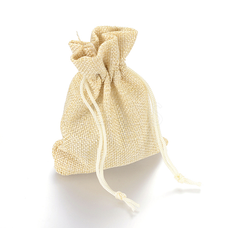 Polyester Imitation Burlap Packing Pouches Drawstring Bags X-ABAG-R005-17x23-13-1