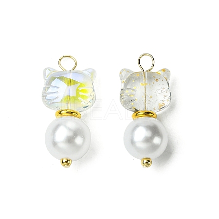 2Pcs Glass Beads Pendants PALLOY-JF03385-1