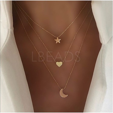 Alloy 3 Layer Necklaces for Women WG9523E-04-1