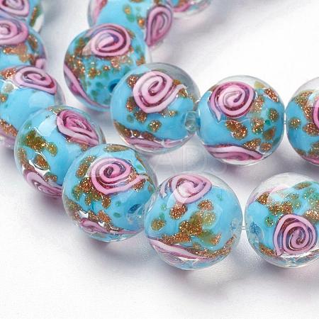 Handmade Gold Sand Lampwork Beads Strands LAMP-L072-G01-1