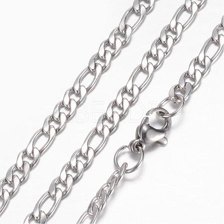 Tarnish Resistant 304 Stainless Steel Figaro Chain Necklaces STAS-G083-09P-1