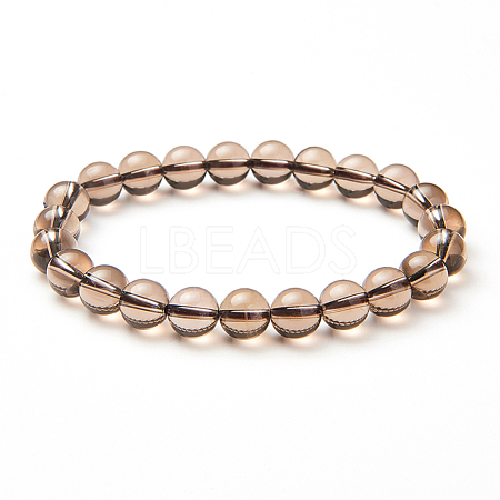 Natural Smoky Quartz Crystal Round Beads Stretch Bracelets BJEW-PH0001-8mm-05-1