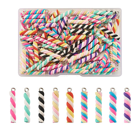 90Pcs 9 Colors Handmade Polymer Clay Pendants CLAY-CD0001-08-1