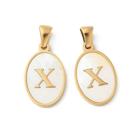 Natural Shell Oval with Initial Pendants STAS-I351-23G-X-1