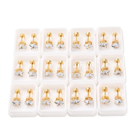 Heart Glass Ear Fake Plugs EJEW-H105-25G-D-1