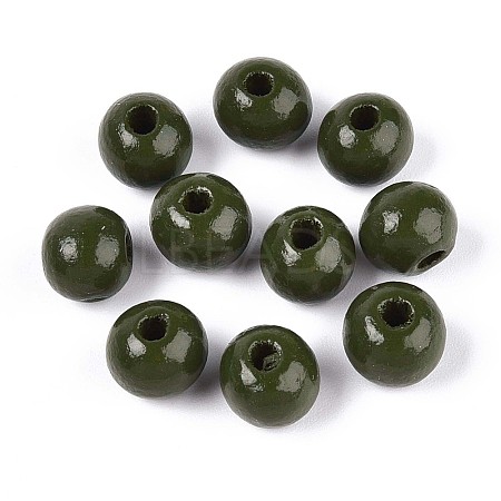 Spray Painted Round Natural Schima Wood Beads WOOD-A018-8mm-14-1