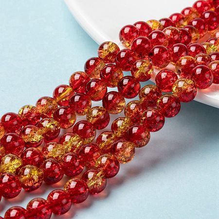 Spray Painted Crackle Glass Beads Strands CCG-Q002-8mm-10-1