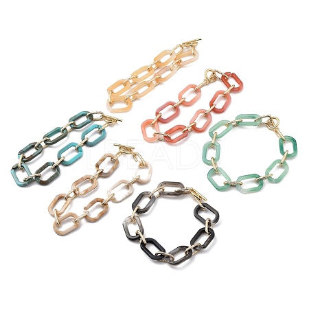 Acrylic & Aluminum Cable Chain Bracelets BJEW-JB05425-1
