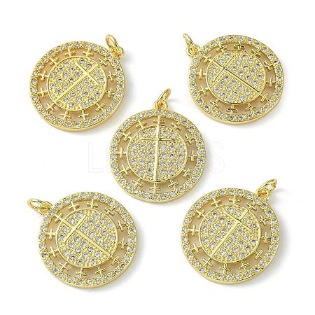 Rack Plating Brass Micro Pave Cubic Zirconia Pendants KK-K332-13G-1