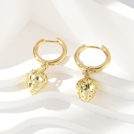 Brass Strawberry Hoop Earrings EJEW-M077-19G-01-1