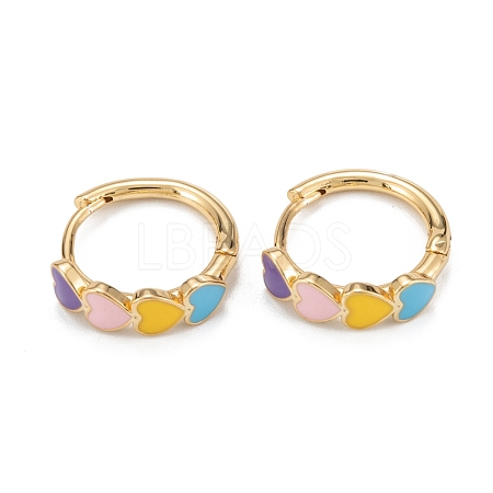 Brass Enamel Hoop Earrings EJEW-D274-04G-1