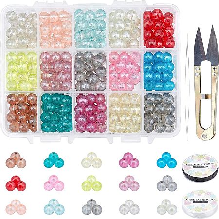 DIY Transparent Spray Painted Glass Round Beads Stretch Bracelets Making Kits DIY-FH0001-026-1