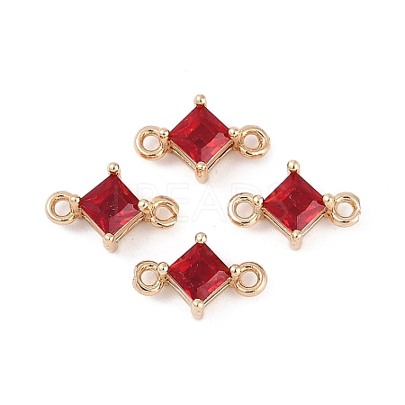 Brass Pave Glass Rhombus Links Connector Charms X1-GLAA-Q088-001J-1