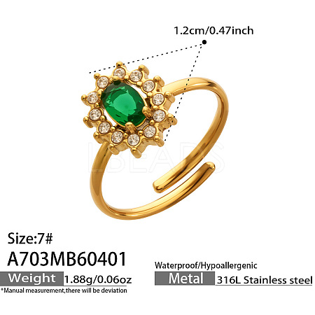 316L Stainless Steel Micro Pave Cubic Zirconia Cuff Open Rings for Women WGE3EE8-05-1