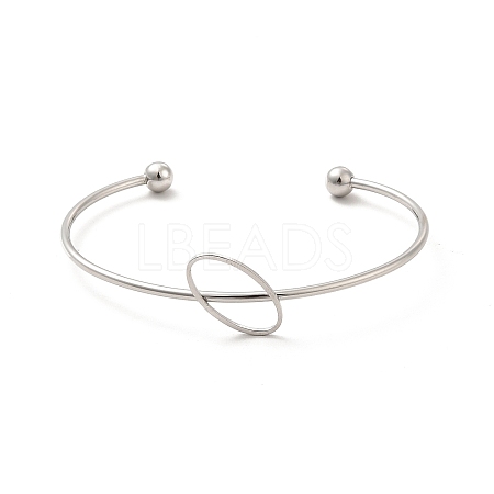 Non-Tarnish Oval 201 Stainless Steel Cuff Bangles for Women Girls STAS-K247-04P-1