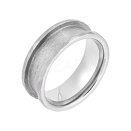 1Pc Tungsten Steel Grooved Finger Ring Settings RJEW-UN0002-93A-1