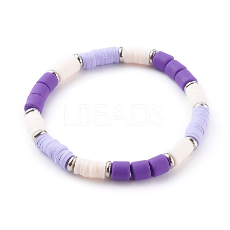 Handmade Polymer Clay Heishi Beaded Stretch Bracelets BJEW-JB06144-04-1
