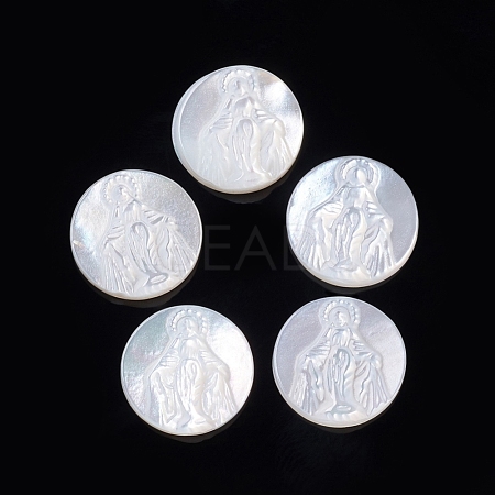 Natural White Shell Cabochons SSHEL-D083-13-1