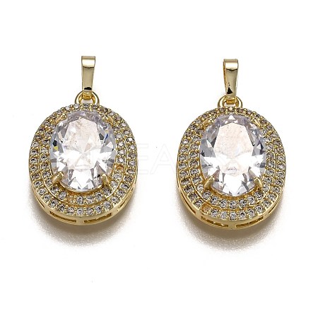 Golden Plated Brass Micro Pave Clear Cubic Zirconia Pendants ZIRC-F123-02E-1