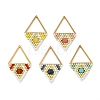 Natural Mixed Stone Faceted Round & Glass Seed Beaded Pendants PALLOY-MZ01405-1