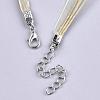 Waxed Cord and Organza Ribbon Necklace Making NCOR-T002-278-3