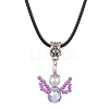 Glass Seed Beads & Glass Pearl Angel Pendant Necklaces NJEW-MZ00056-03-1