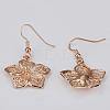 Real Rose Gold Plated Filigree Flower Tin Alloy Dangle Earrings EJEW-BB09720-RG-4