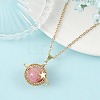 Dyed Natural Green Jade Copper Wire Wrapped Planet Pendant Brass Cable Chain Necklaces for Women NJEW-TA00260-01-1