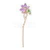 Alloy Enamel Lotus Hair Sticks OHAR-PW0006-24F-1