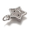 Brass Micro Pave Clear Cubic Zirconia Charms ZIRC-B002-52P-3