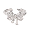 Brass Micro Pave Cubic Zirconia Open Cuff Ring RJEW-K256-58H-P-2