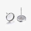Tarnish Resistant 304 Stainless Steel Stud Earring Settings STAS-K131-A-01P-2