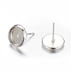 Silver Color Plated Brass Earring Settings X-IFIN-Q006-S-NF-2