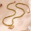 316L Surgical Stainless Steel Enamel Bee Pendant Green Cubic Zirconia Faceted Beaded Necklaces for Women WG7DD53-01-4