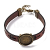 Hollow Cross PU Leather Bracelet Making MAK-I020-01A-1