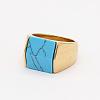 Rectangle Synthetic Turquoise Finger Ring LS-FIND-PW0021-08A-G-1