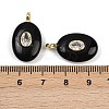 Natural Obsidian & Cubic Zirconia Pendants X-G-Z076-01G-12-3
