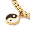 Vacuum Plating 304 Stainless Steel Flat Round with Yin Yang Charm Bracelet with Enamel BJEW-B057-02G-2