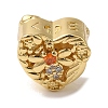 Heart Rack Plating Brass Micro Pave Cubic Zirconia European Beads KK-G511-02B-G-1