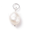 Grade B Natural Cultured Freshwater Pearl Charms X-PALLOY-JF01497-03-2