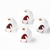 Painted Natural Wood Round Beads X1-WOOD-N006-180C-1