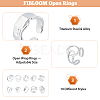 FIBLOOM 10Pcs 10 Style Alloy & Titanium Steel Open Cuff Ring RJEW-FI0001-13-3