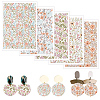 5Pcs 5 Styles Flower Pattern Ceramics Clay Water Transfer Paper AJEW-HY0002-17A-1